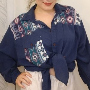 Vintage Aztec Long Sleeve Button Up
